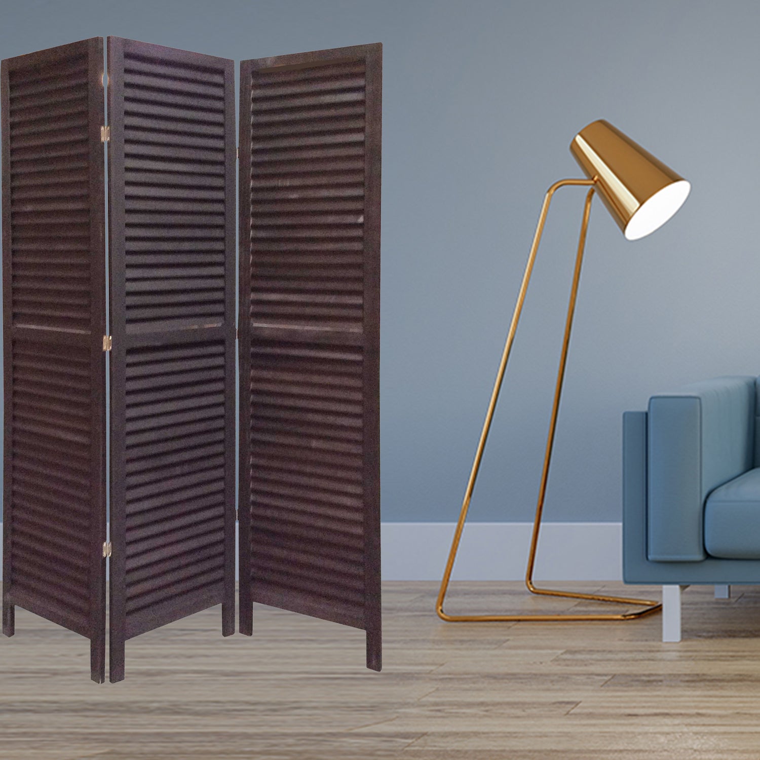 1" x 48" x 67" Black, Wood, Shutter - Screen