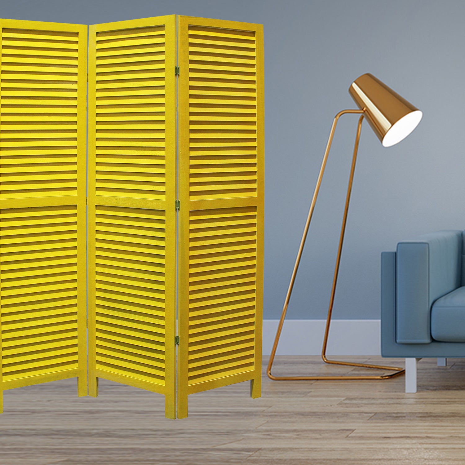 1" x 48" x 67" Yellow, Wood, Shutter - Screen