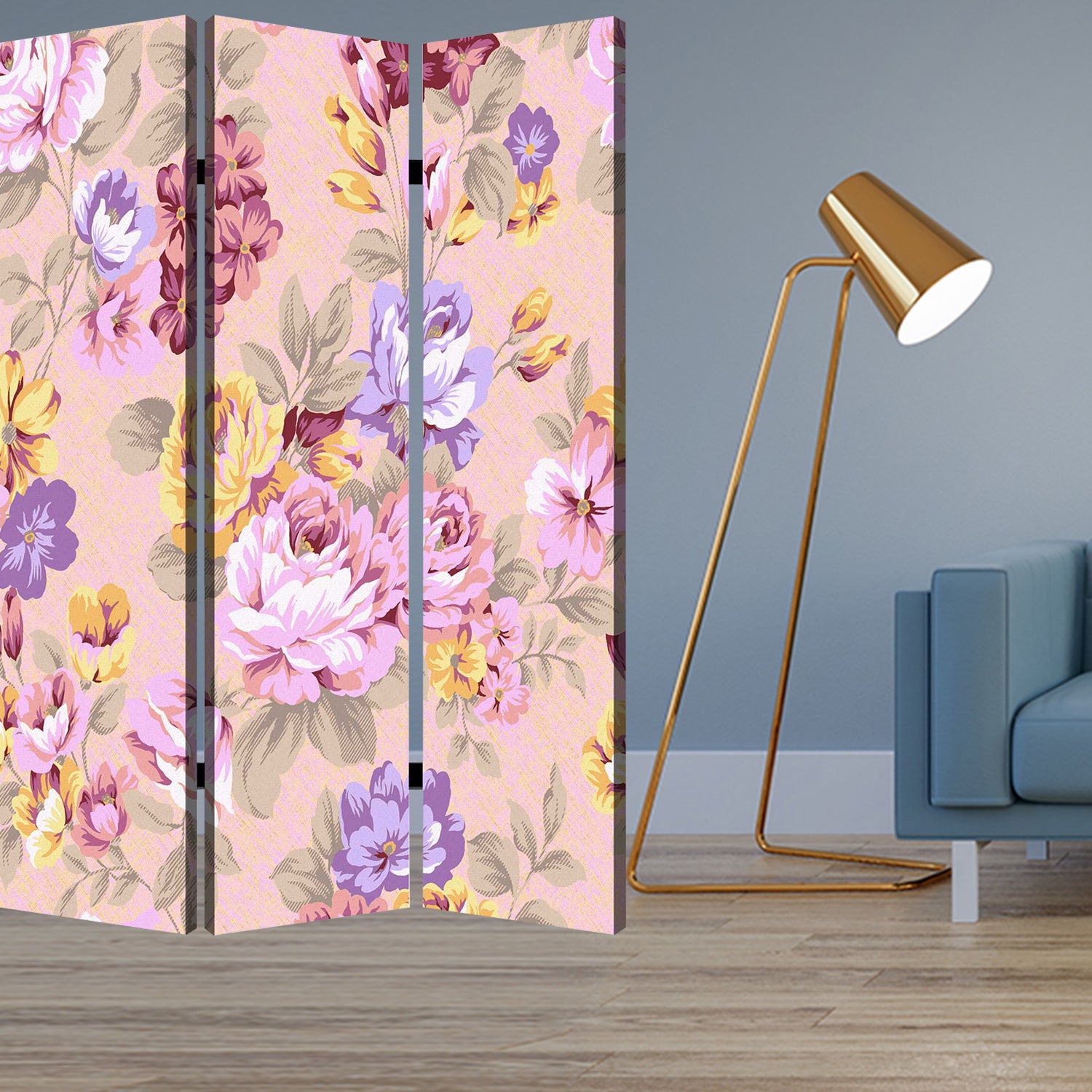 1" x 48" x 72" Multi Color Floral Pattern  Screen