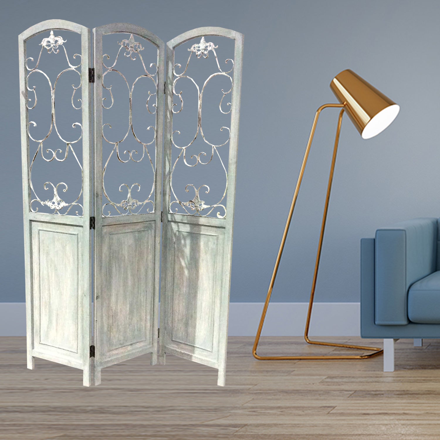 1" x 68" x 48" Blue Wood  Screen