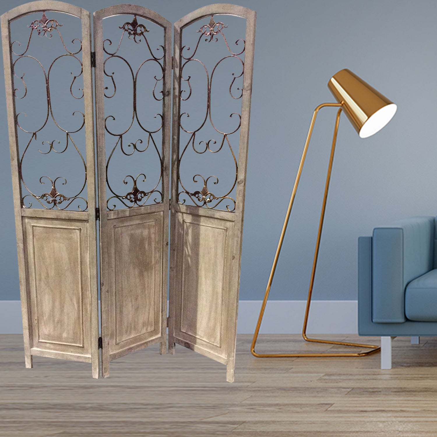 1" x 68" x 48" Brown Wood  Screen