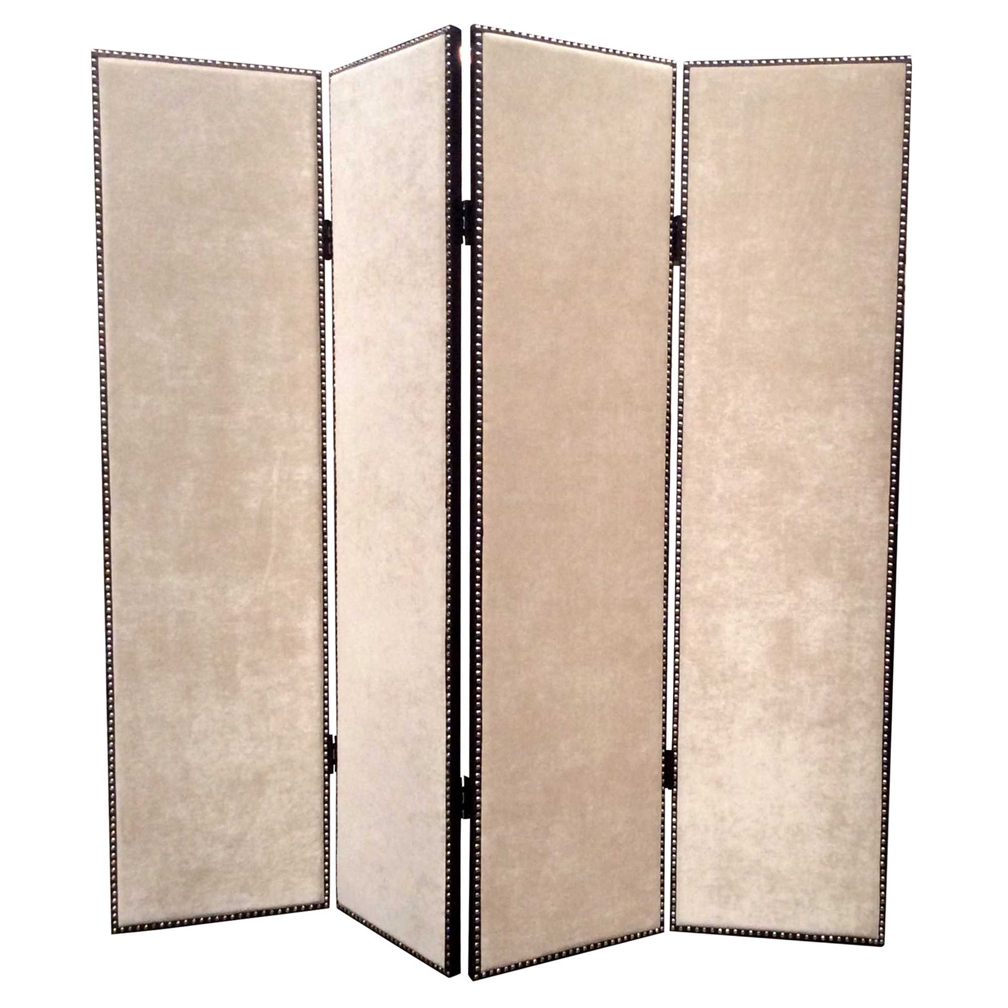 1" x 84" x 84" Beige Wood & Fabric Chateau  Screen