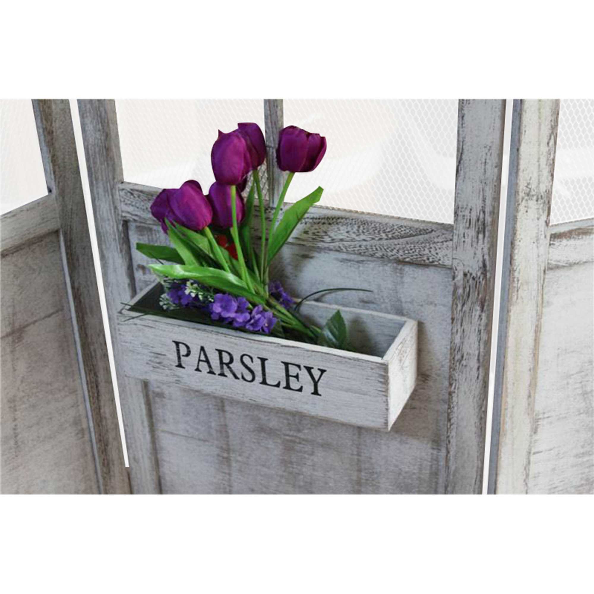 1" x 53" x 70" Gray Pot Garden Wood  Screen