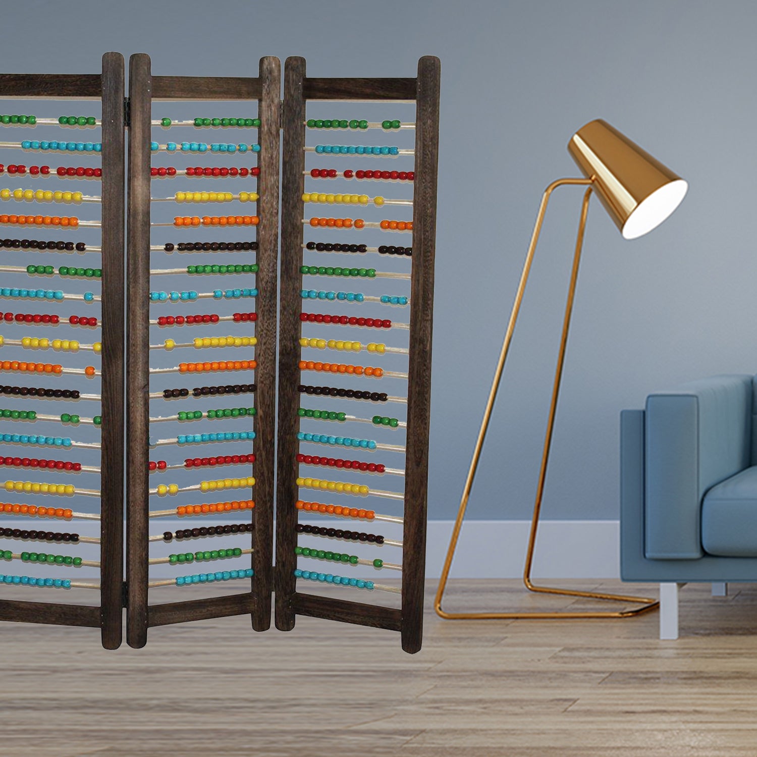 1" x 35" x 43" Multi Color Wood  Screen