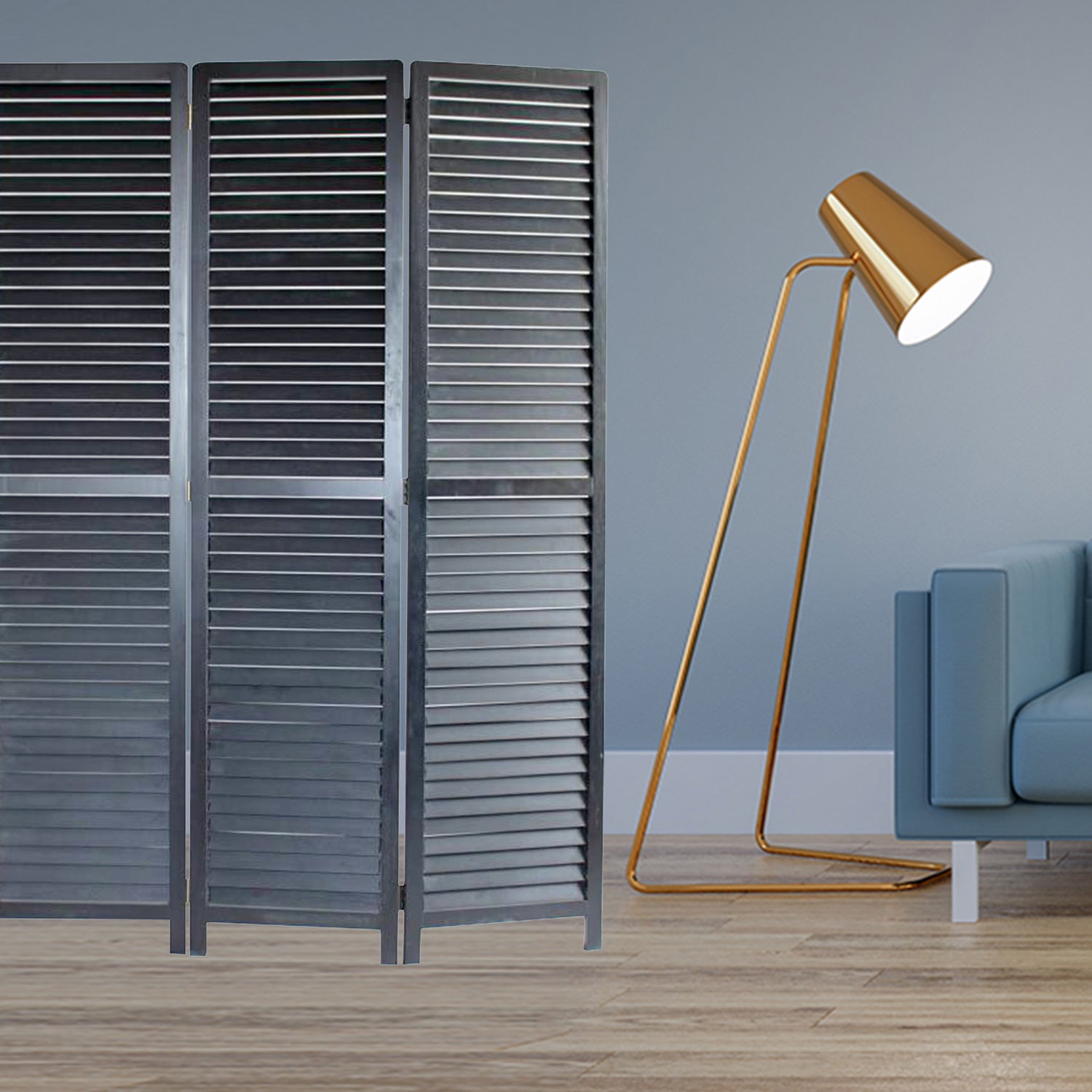 1" x 47" x 67" Black Wood  Screen