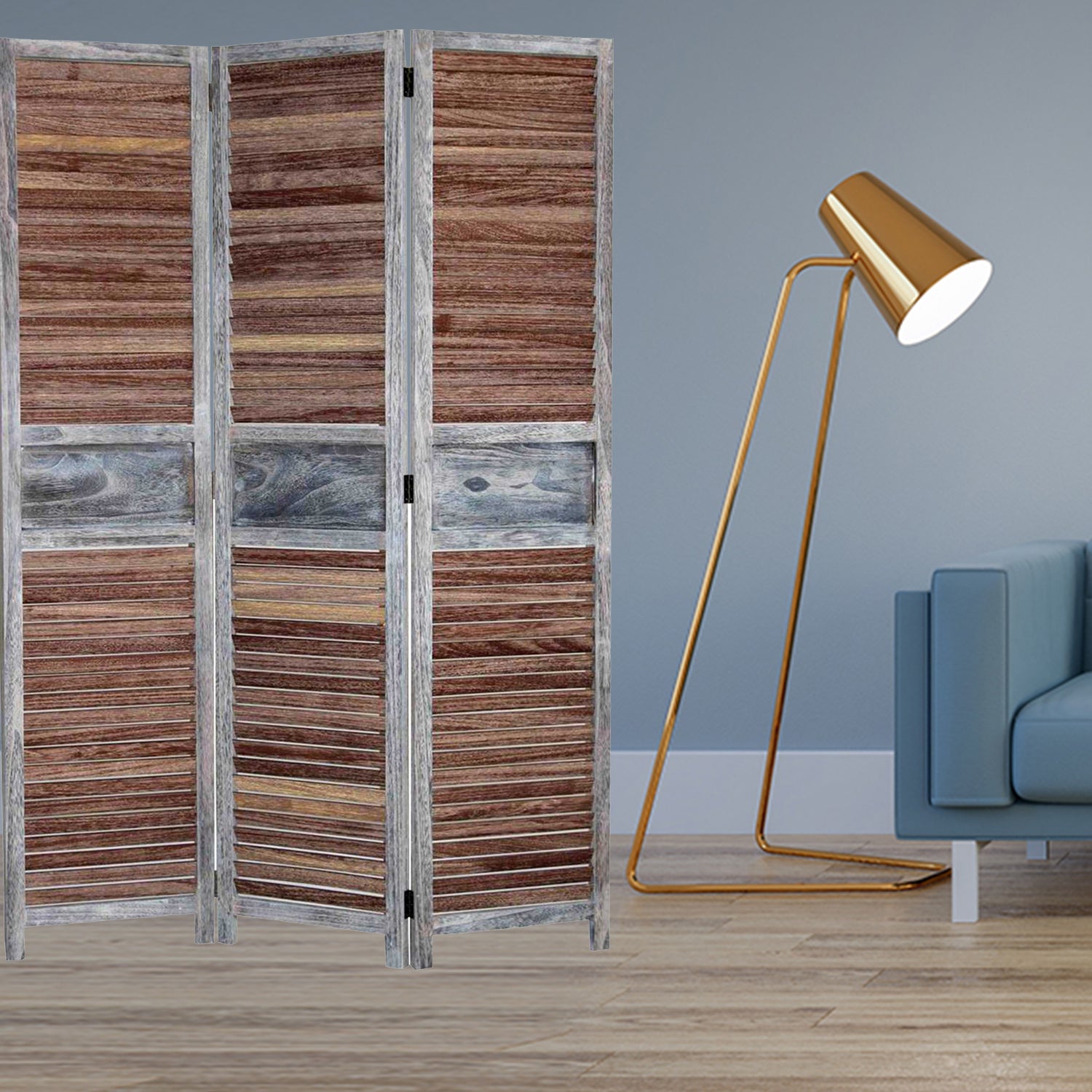 1" x 47" x 67" Brown Wood  Screen