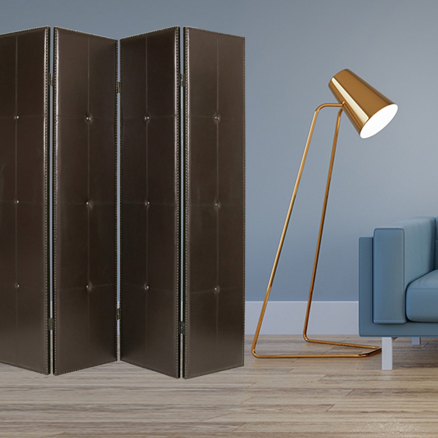 1" x 76" x 84" Brown Faux leather  Screen