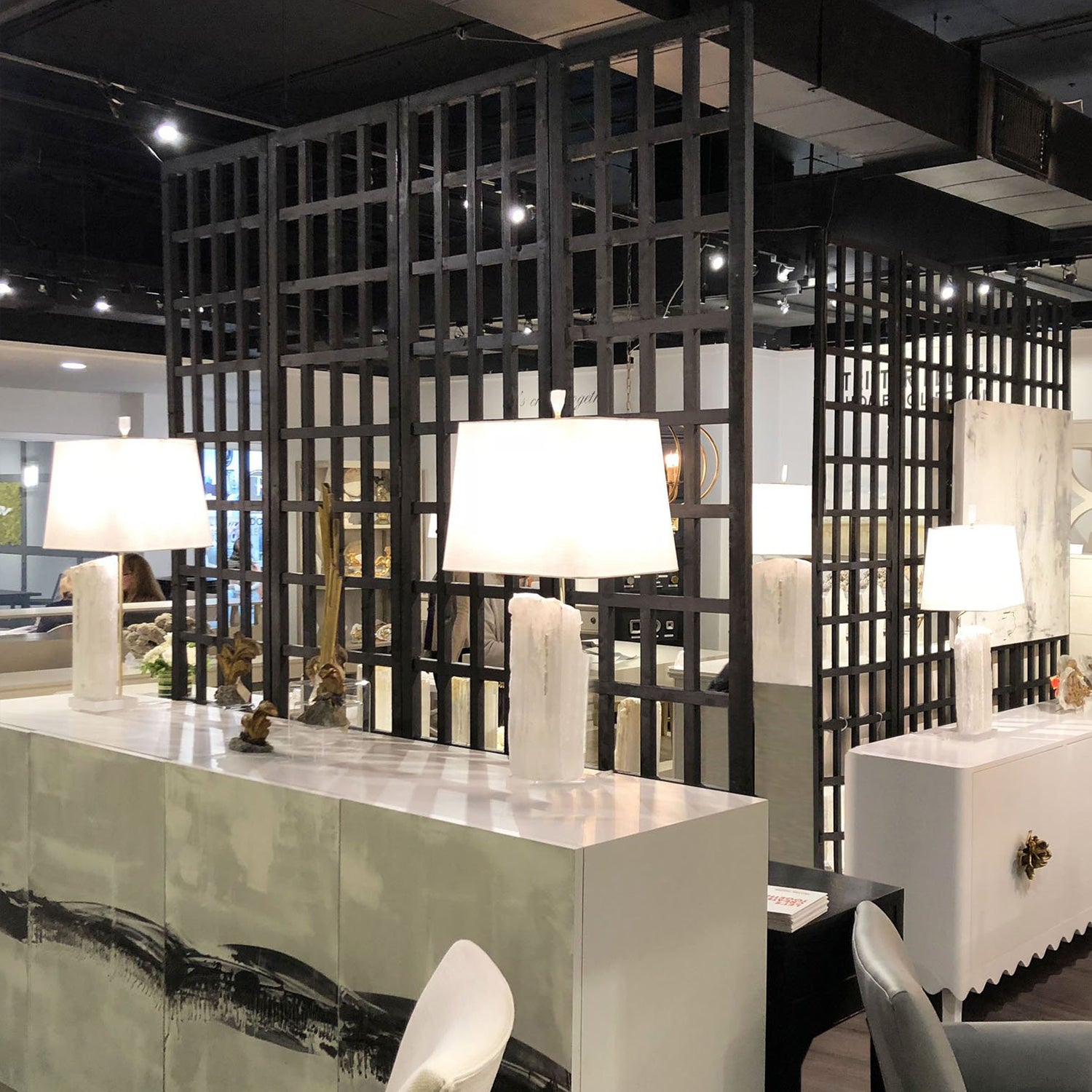 1" x 80" x 96" Black, 4 Panel, Floor, Wood, Window Pane - Screen