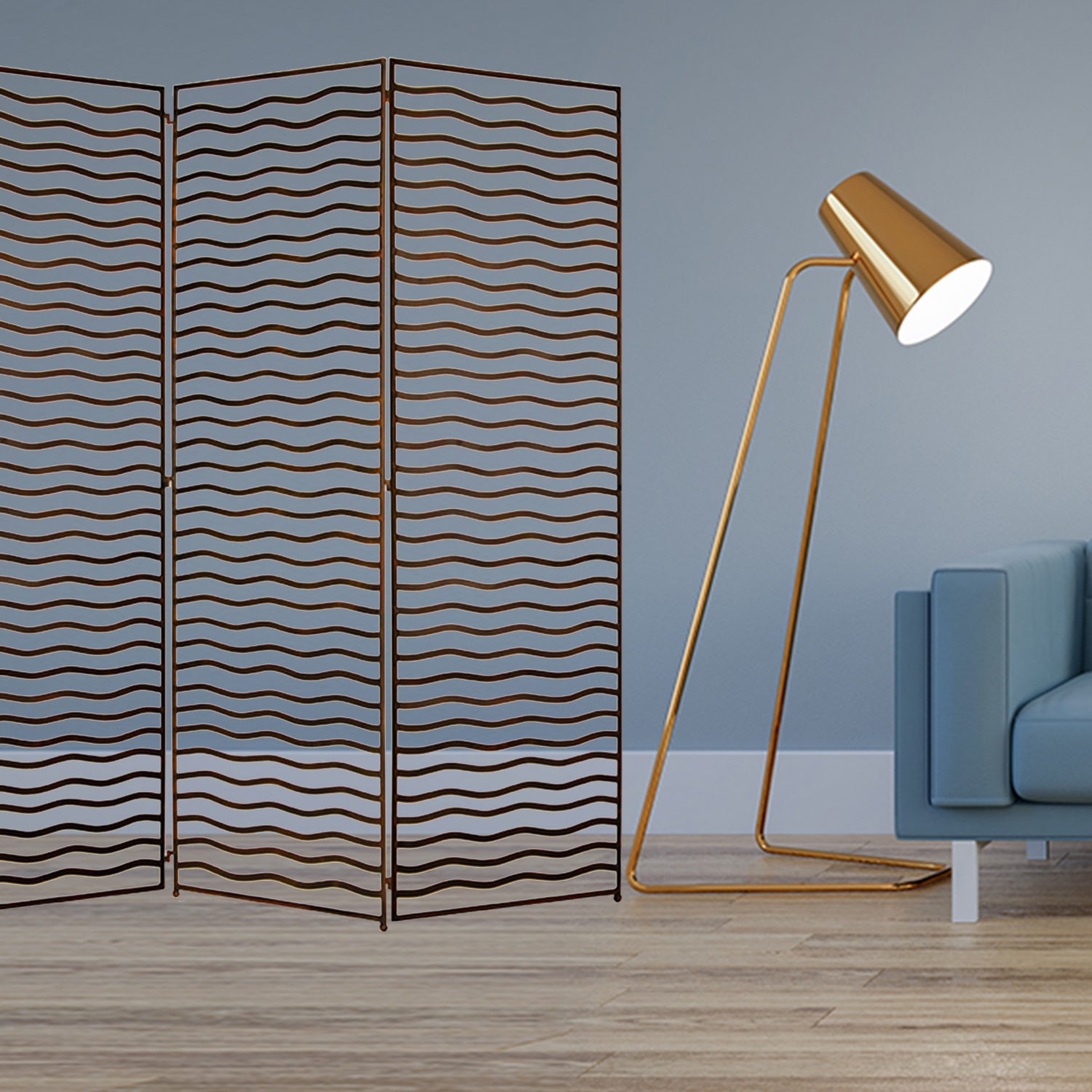 1" x 65" x 72" Bronze Wood  Screen