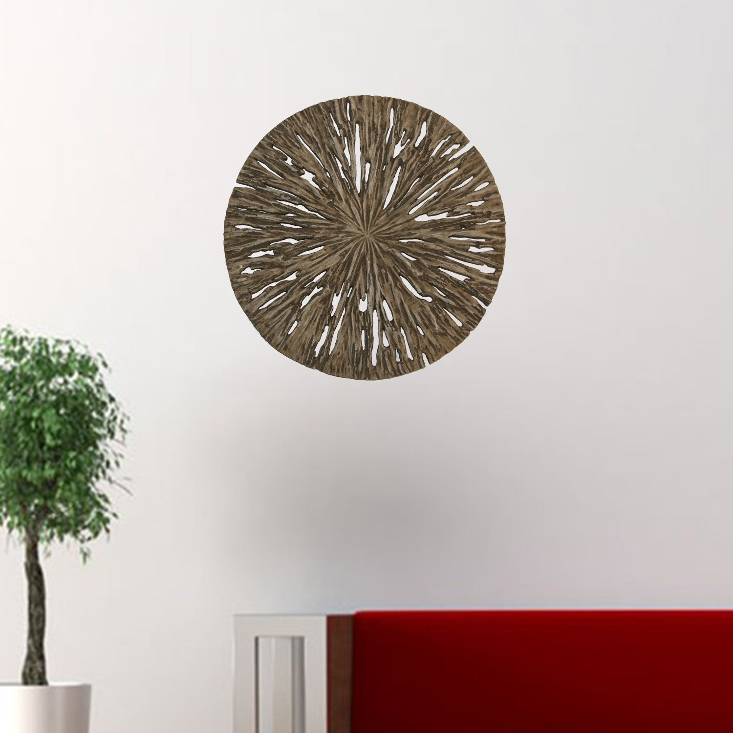 1" x 19" x 19" Brown Round Rotten Wood  Wall Decor