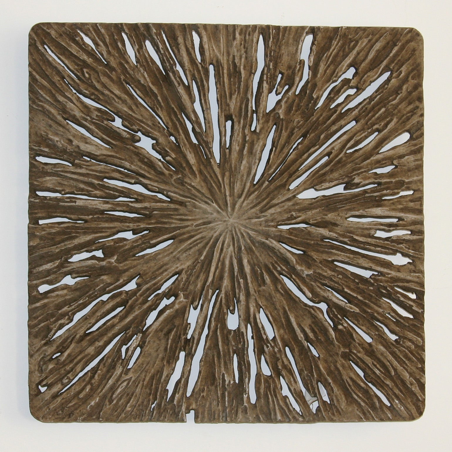 1" x 19" x 19" Brown Square Rotten Wood  Wall Decor