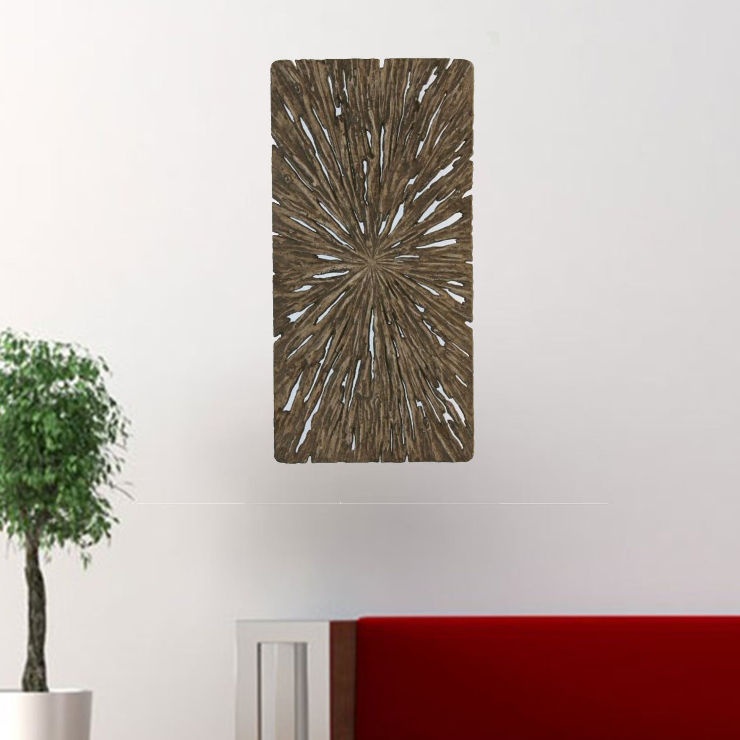 1" x 20" x 40" Brown Long Square Rotten Wood  Wall Decor