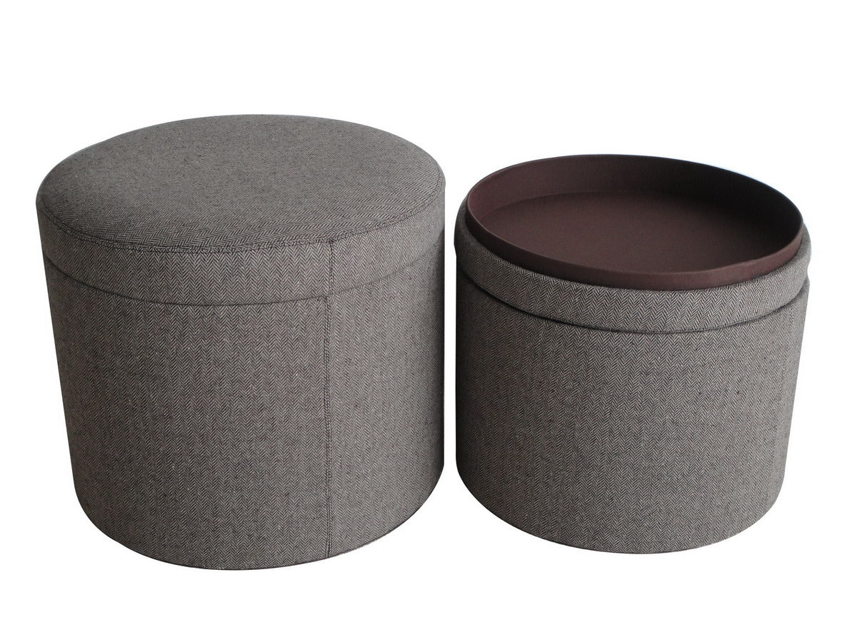 1" x 19" x 19" Gray Tweed Storage  Ottoman