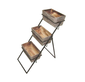 1" x 11" x 20" Brown Wood Planter  3 Piece