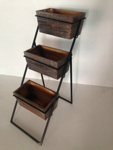 1" x 11" x 20" Brown Wood Planter  3 Piece