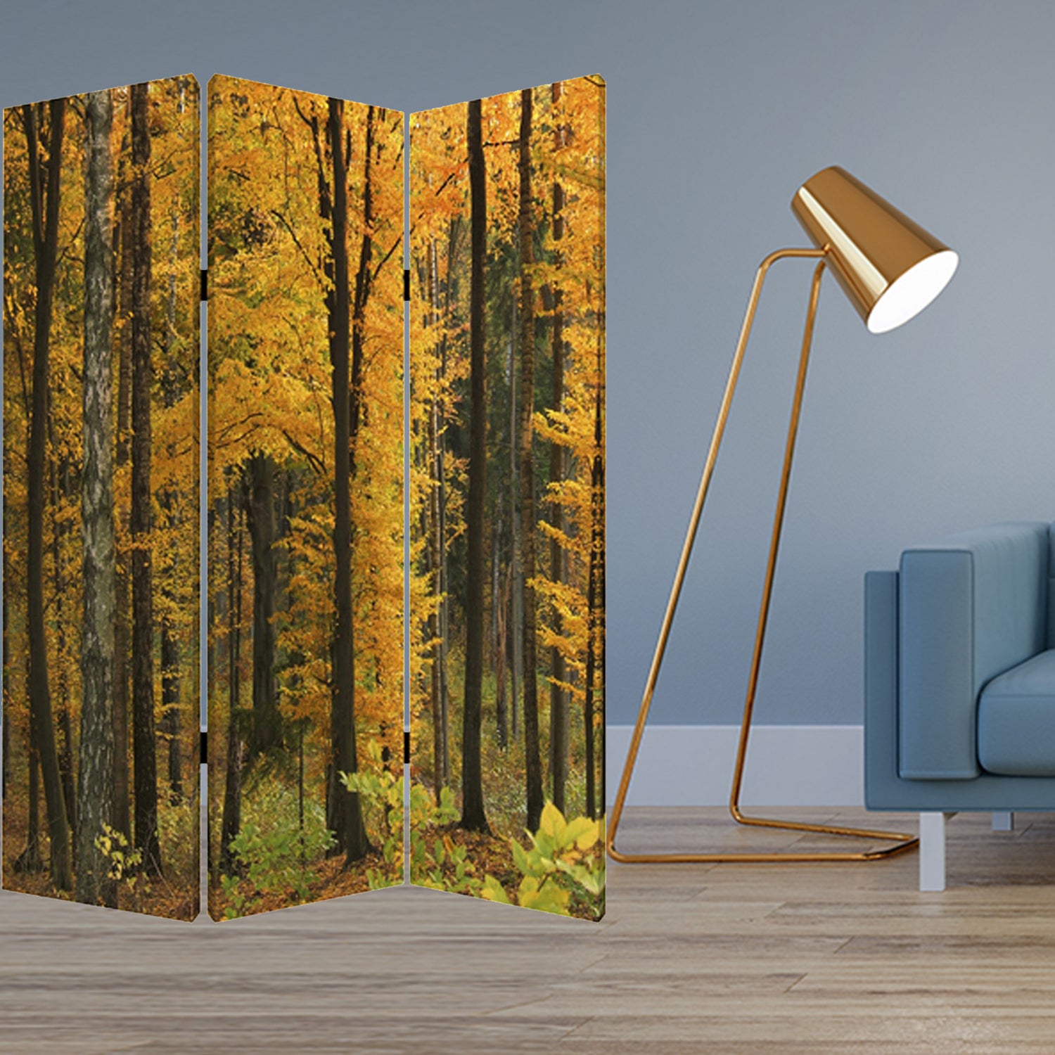 1" x 48" x 72" Multi Color Wood Canvas Autumn Journey  Screen