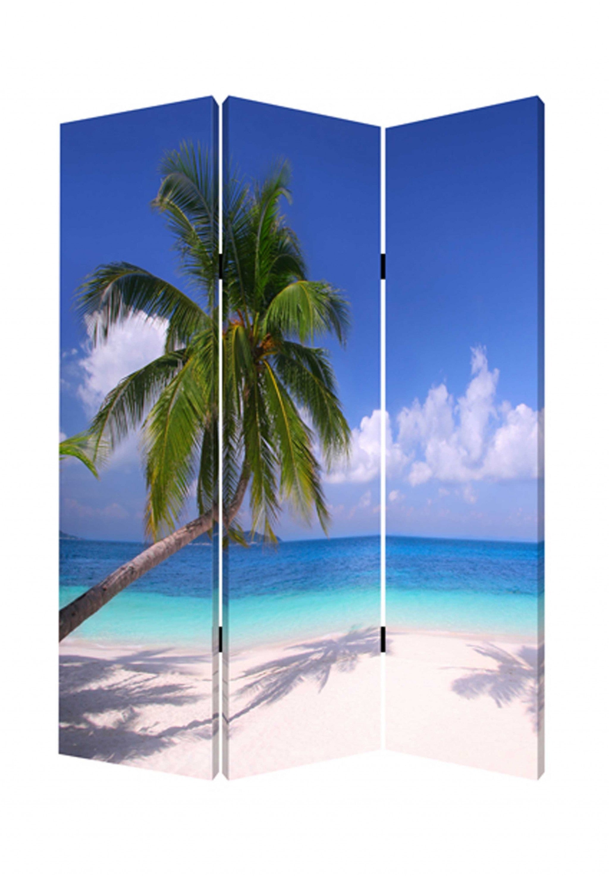 1" x 48" x 72" Multi Color Wood Canvas Paradise  Screen
