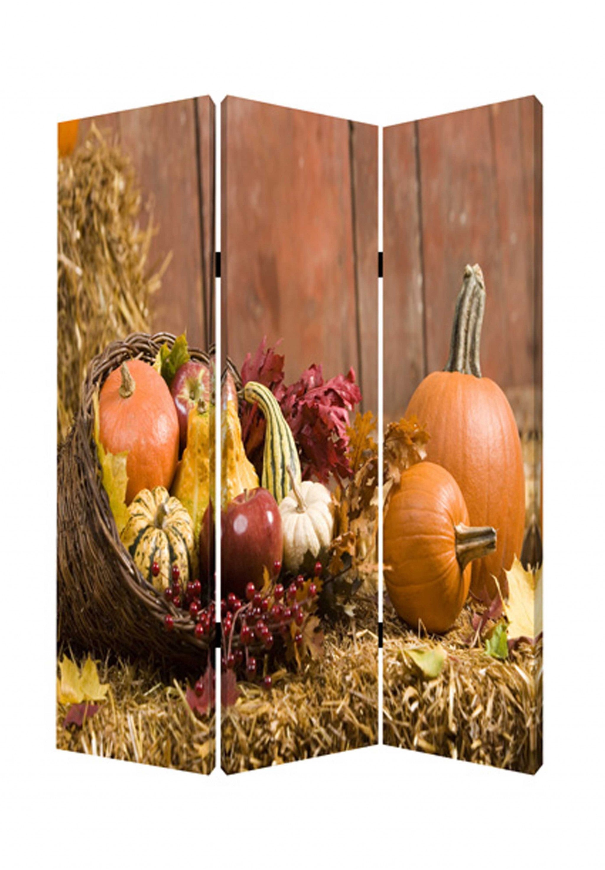 1" x 48" x 72" Multi Color Wood Canvas Harvest  Screen