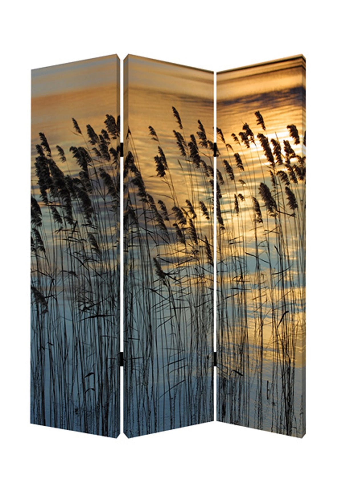 1" x 48" x 72" Multi Color Wood Canvas Whisper Reed  Screen