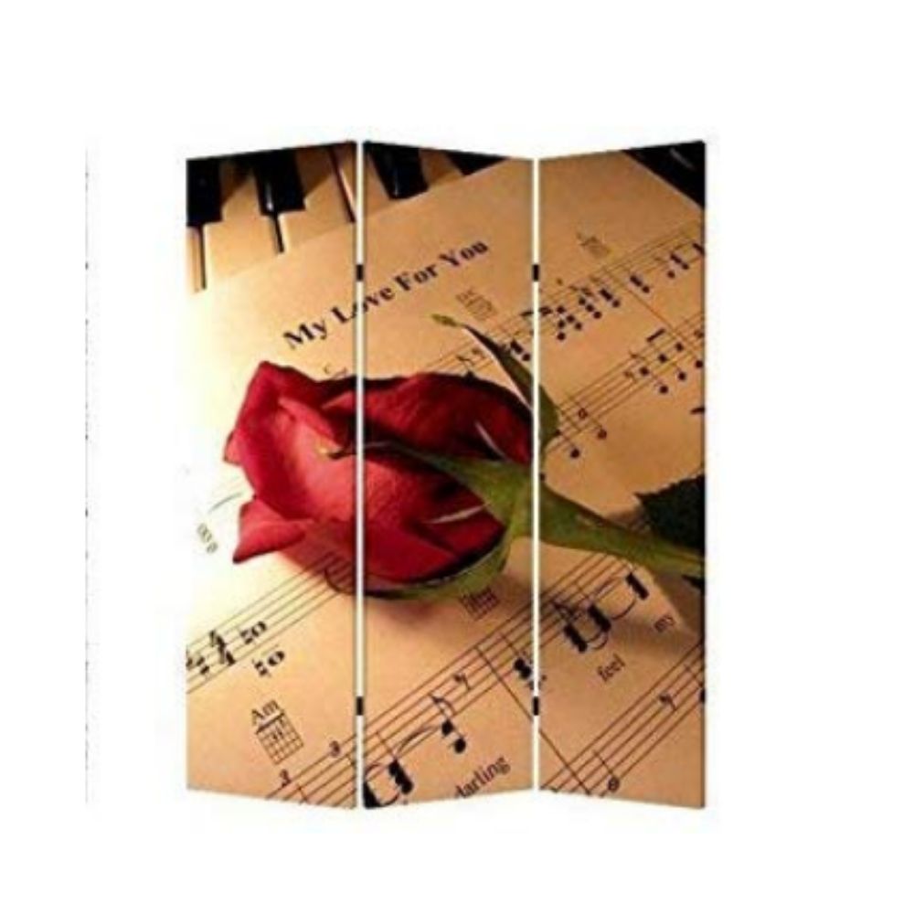 1" x 48" x 72" Multi Color Wood Canvas Music  Screen