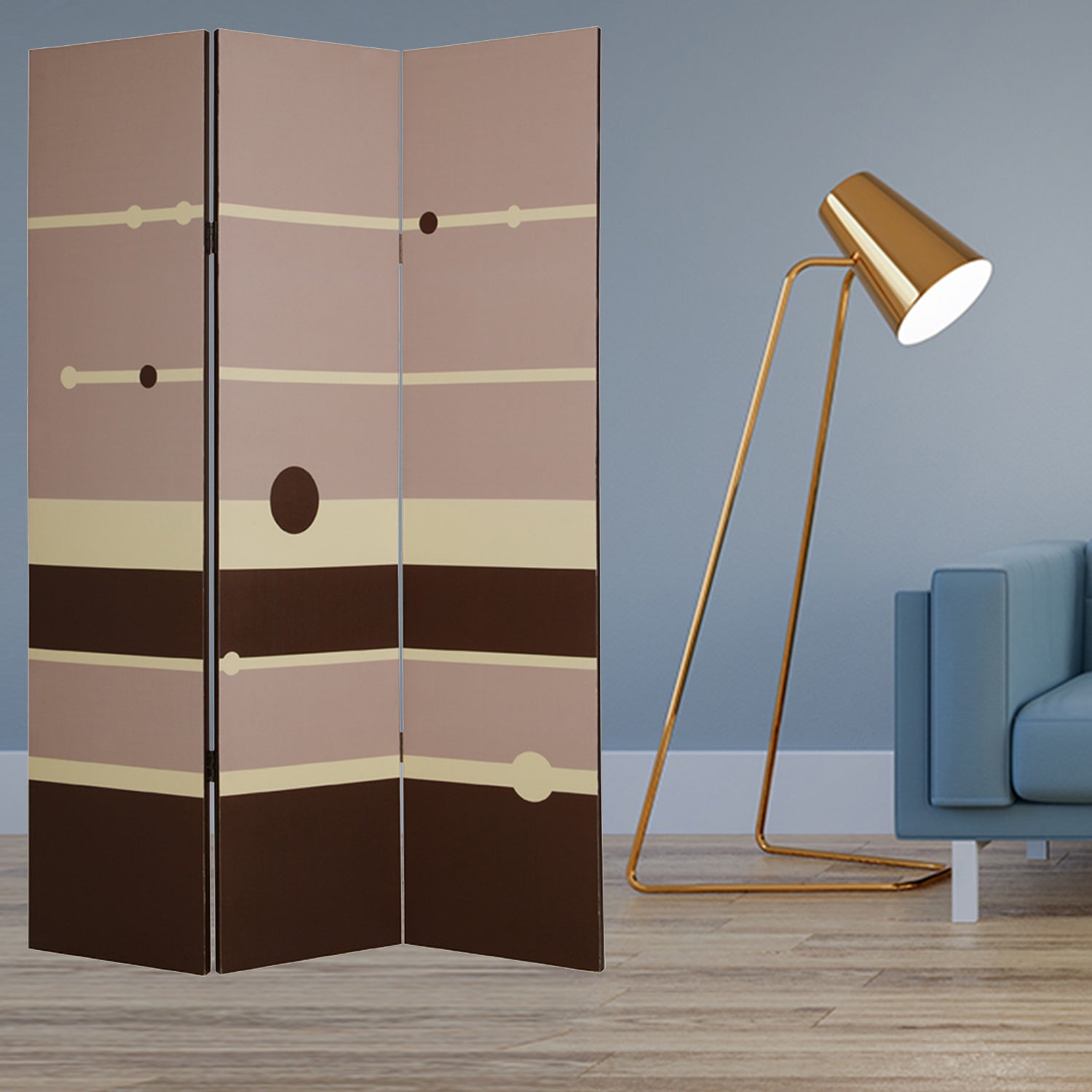 1" x 48" x 72" Multi Color Wood Canvas Bolo Screen