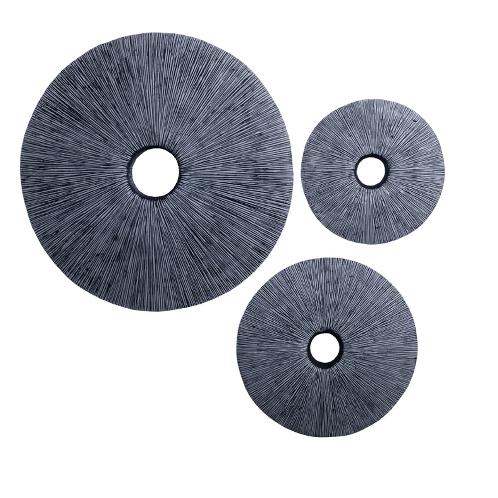 Contemporary Gray Circle Hole 3pc Wall Art Set