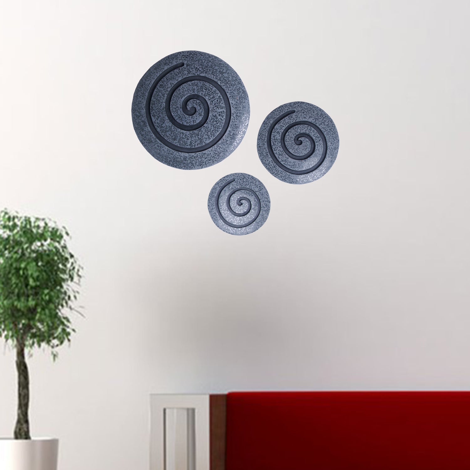 Modern Swirl Gray Circle 3pc Wall Art Set