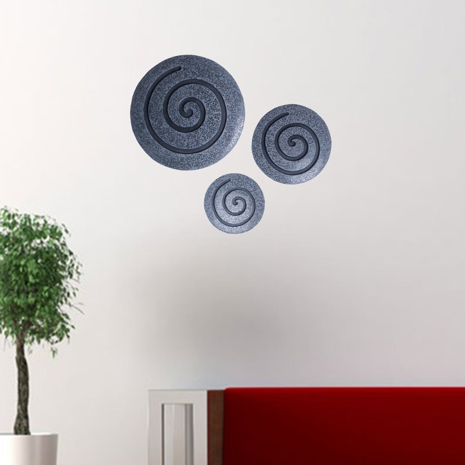 Modern Swirl Gray Circle 3pc Wall Art Set