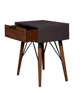 14.2" x 19.7" x 23.6" Gray Pastoral Loft Wooden  End Table