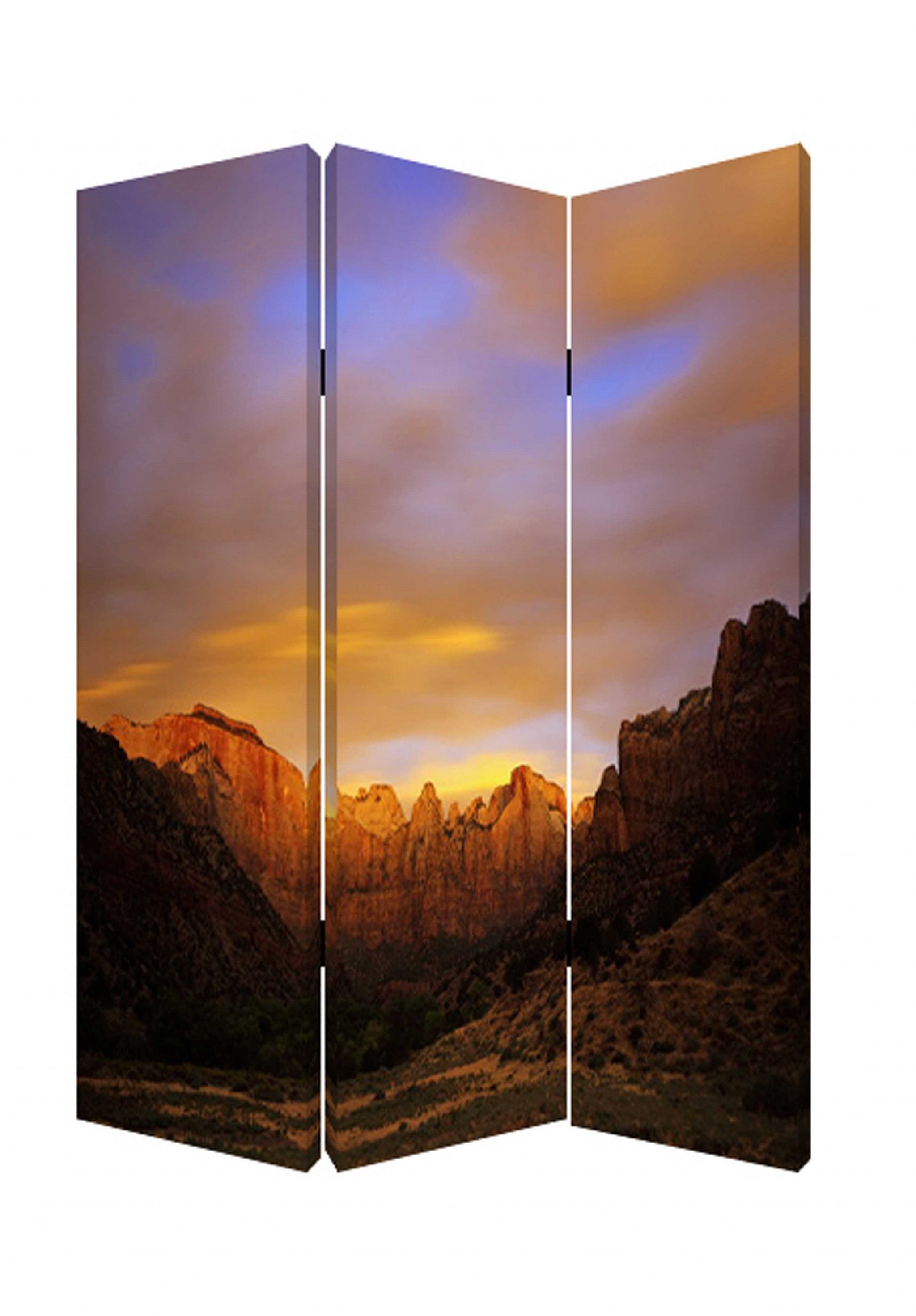 1" x 48" x 72" Multi Color Wood Canvas Desert  Screen