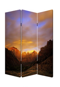1" x 48" x 72" Multi Color Wood Canvas Desert  Screen