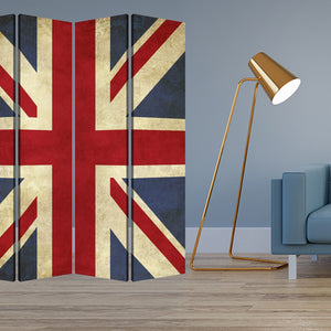 1" x 84" x 84" Multi Color Wood Canvas Union Jack  Screen