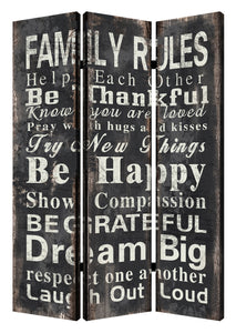 1" x 48" x 72" Multi Color Wood Canvas Family Rule  Screen