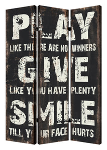 1" x 48" x 72" Multi Color Wood Canvas Family Rule  Screen
