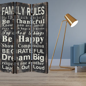 1" x 48" x 72" Multi Color Wood Canvas Family Rule  Screen