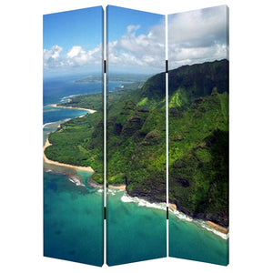 1" x 48" x 72" Multi Color Wood Canvas Palm Tripical  Screen