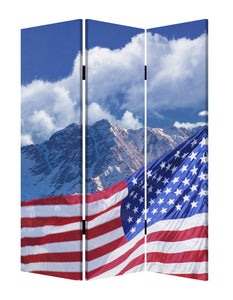 1" x 48" x 72" Multi Color Wood Canvas Model American Flag  Screen
