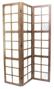 1" x 63" x 84" Brown Wood Mirror  Screen