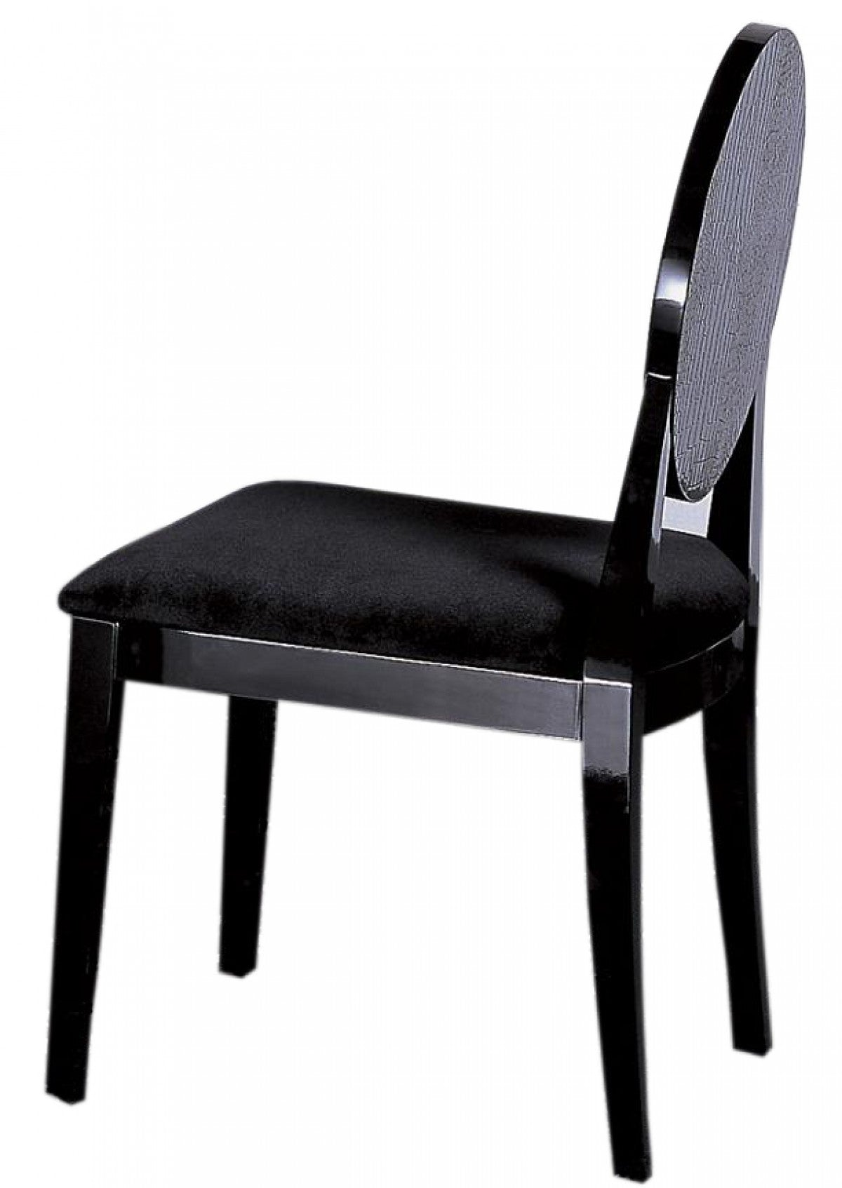Two 38" Black Velour and Wood Dining Chairs