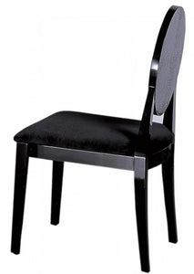Two 38" Black Velour and Wood Dining Chairs