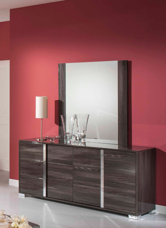 41" Grey MDF  Glass  and Veneer Mirror