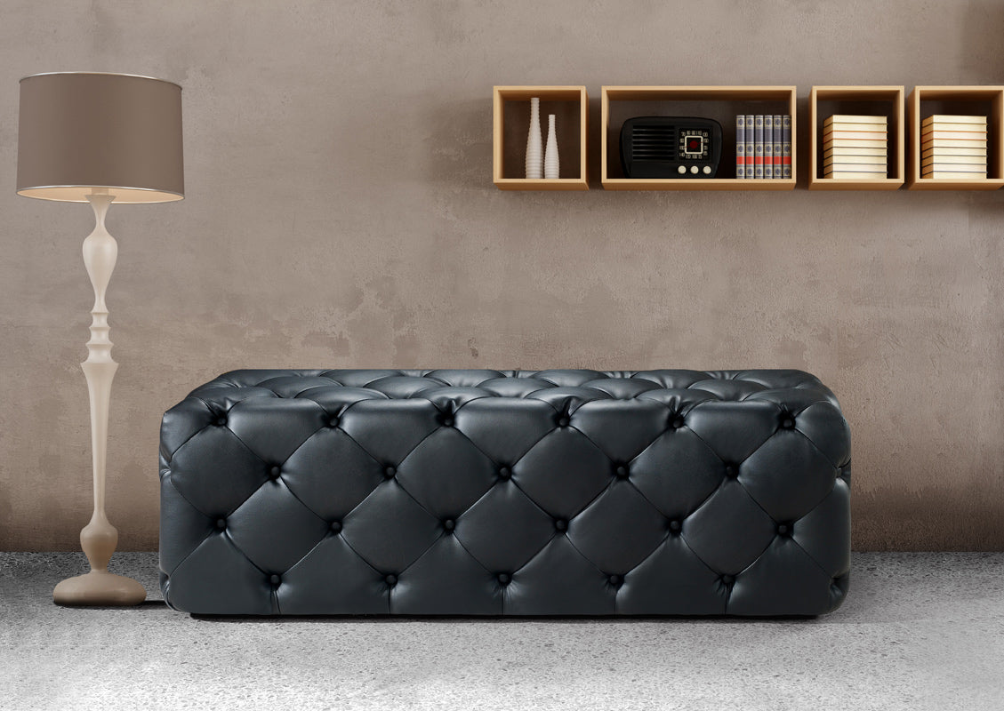 18" Black Eco-Leather Bench