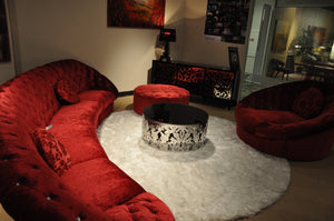 35" Red MDF and Velour Sectional Sofa
