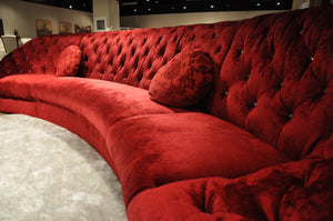 35" Red MDF and Velour Sectional Sofa