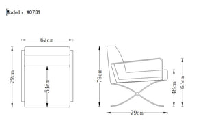 31" Black Leather and Steel Lounge Chair