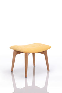 38" Yellow Fabric and Wood Tufted Chair and Ottoman
