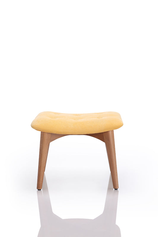 38" Yellow Fabric and Wood Tufted Chair and Ottoman