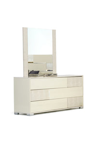 30" Beige MDF and Metal Dresser with 3 Drawers