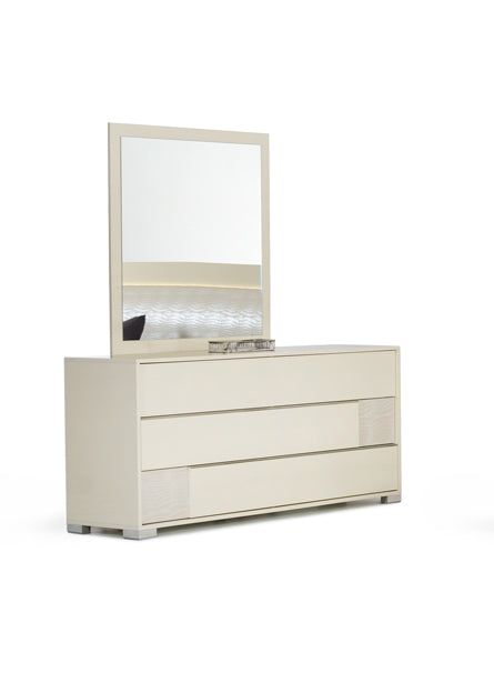 41" Beige MDF  Steel  and Glass Mirror