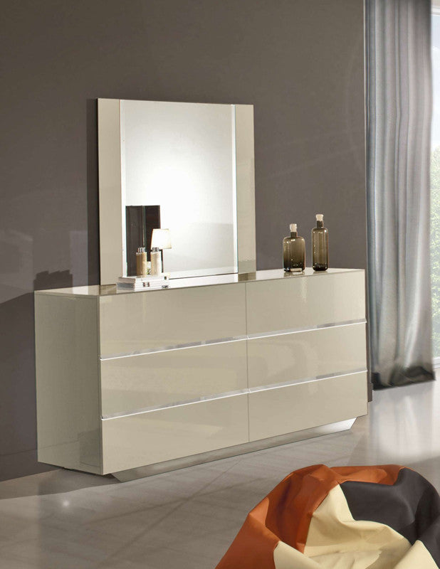 45" Beige MDF  Glass  and Veneer Mirror
